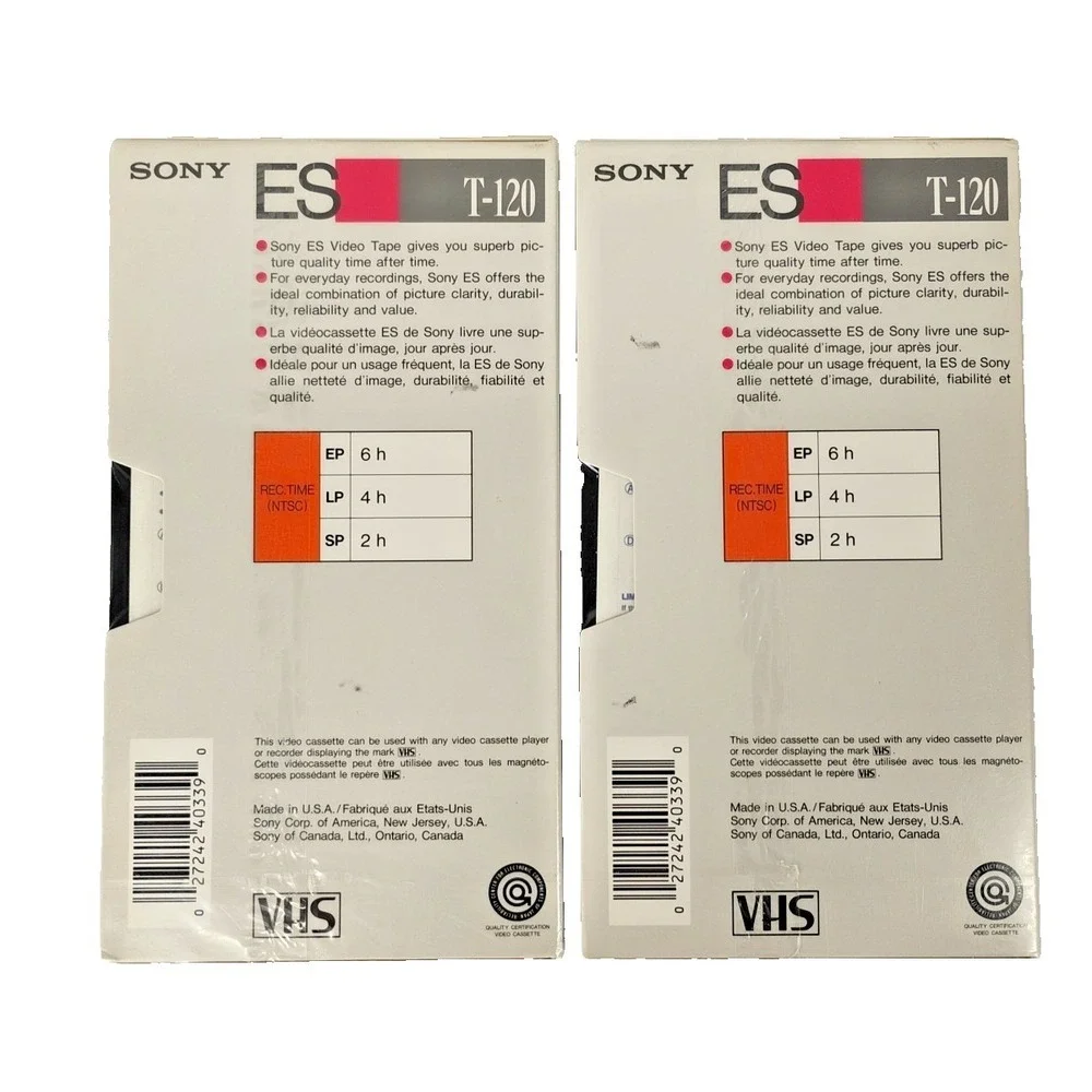 Sony ES T-120 VHS Tapes 2 Brand New &‎ Sealed Made In USA